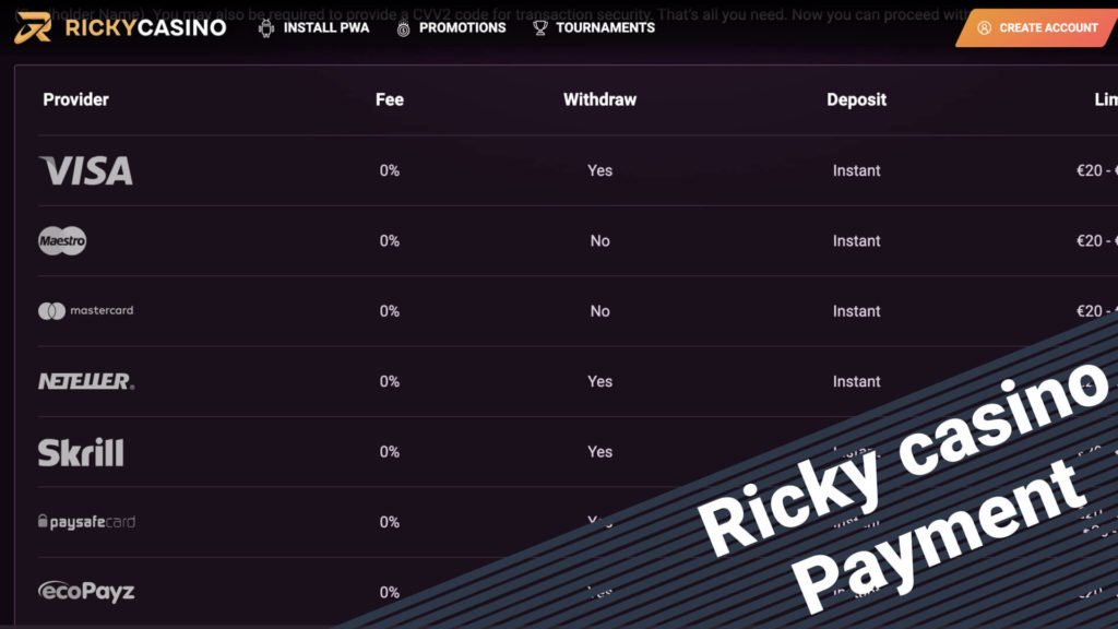 Ricky casino Money operations