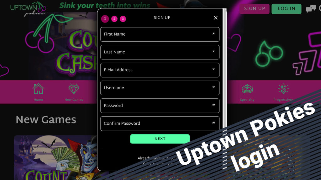 Uptown Pokies login procedure