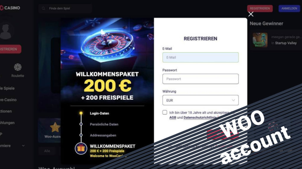 How to create a WOO casino account through any device